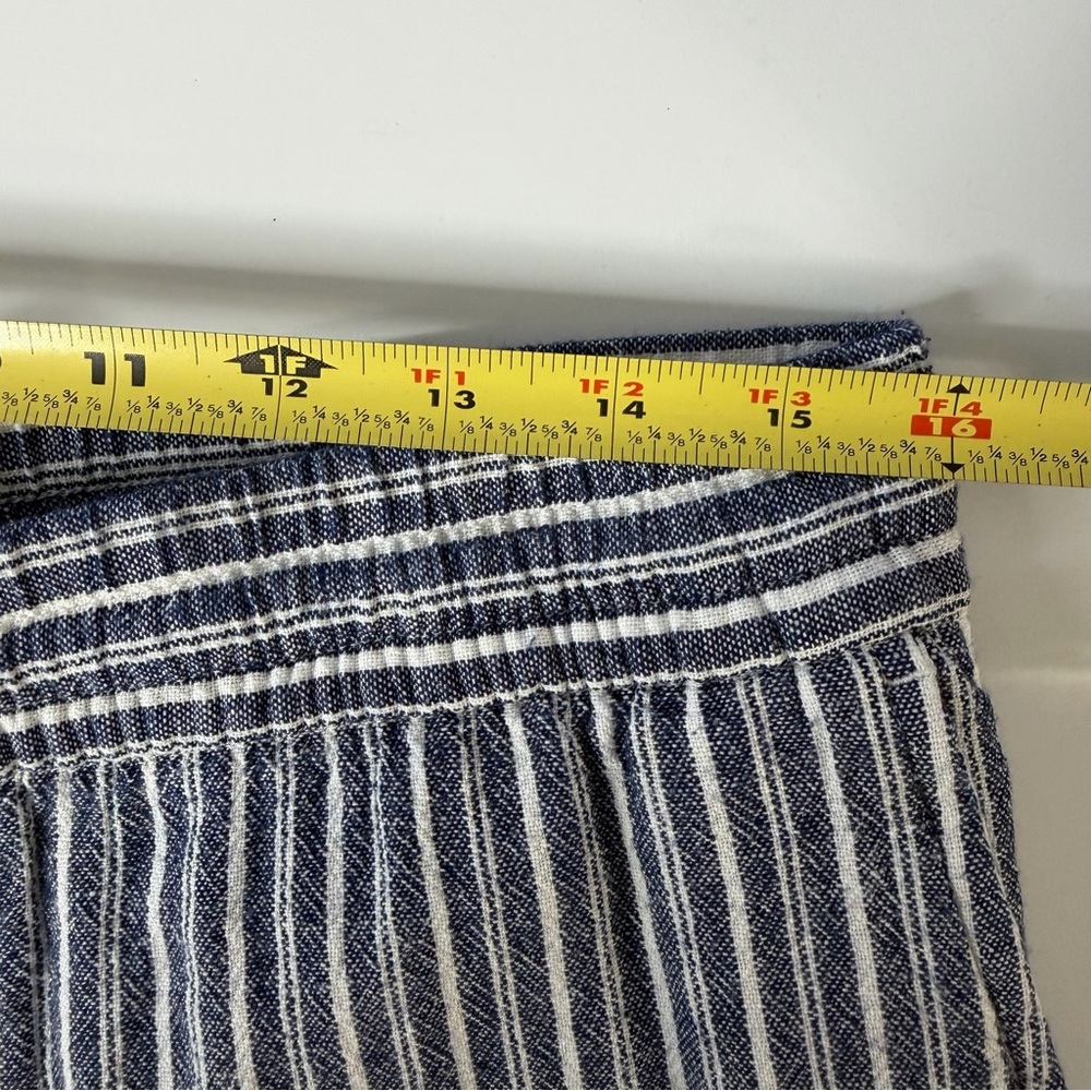 Old Navy blue white striped linen blend pants size medium drawstring wide leg - Picture 9 of 15